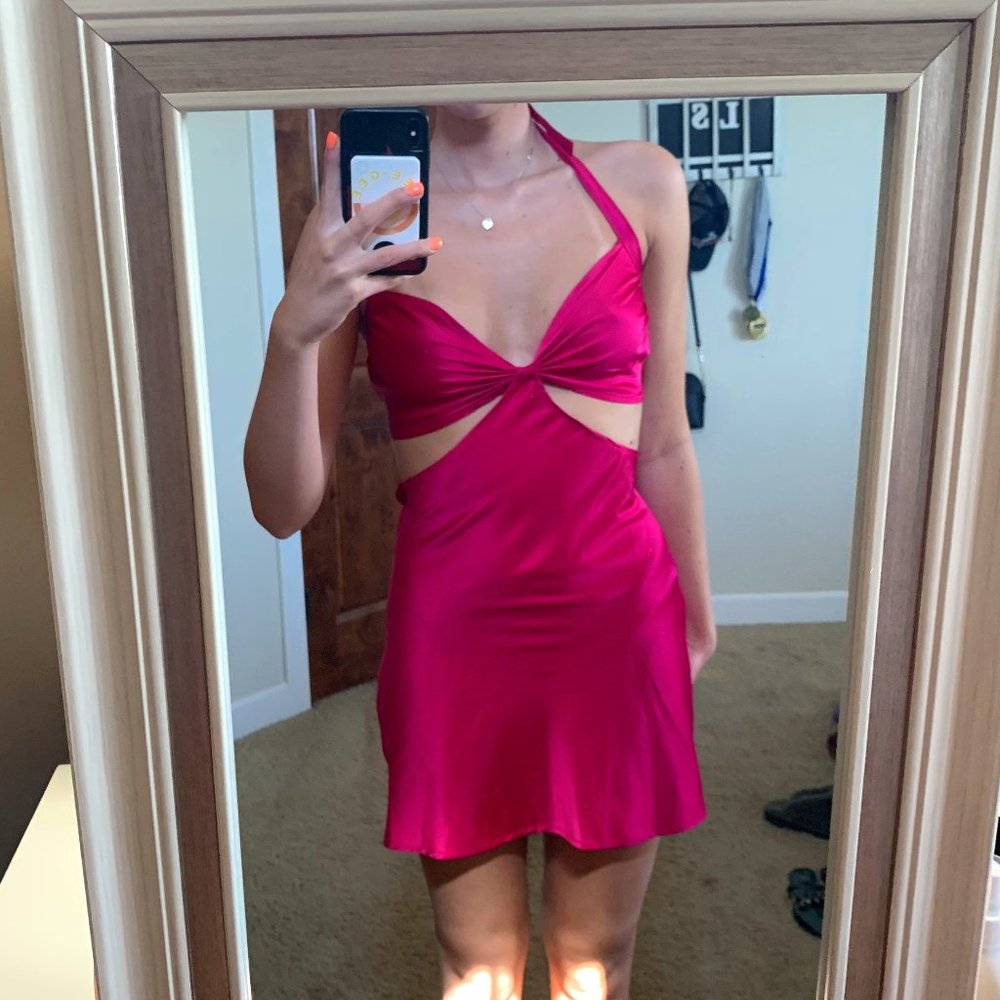 HOT PINK SILK DRESS